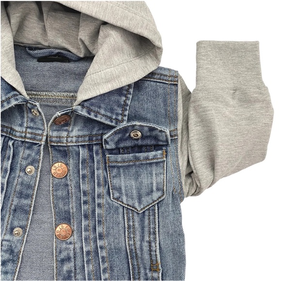 Little Bipsy Denim Jacket with Gray Hood - Picture 3 of 8